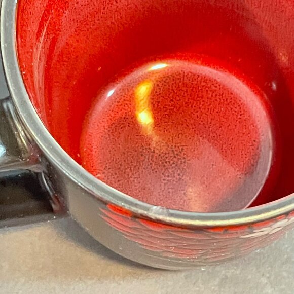 Set Of 4 Gibson Home Black Floral Ceramic Mugs With Multicolor Interiors Dishwas - Picture 8 of 11